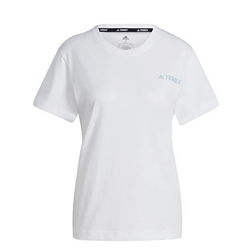 adidas Damska koszulka graficzna (Short Sleeve) W Tx Moun Fu Te, White/Silver Dawn, HT7199, XS