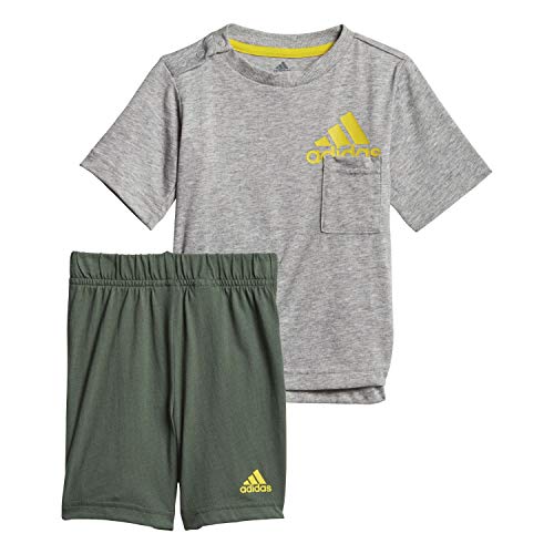 adidas GM8944 I BOS Sum Set Trampki Unisex - Bimbi 0-24 Top:Medium Grey Heather/Yellow Bottom:Green Oxide s21 3-6M
