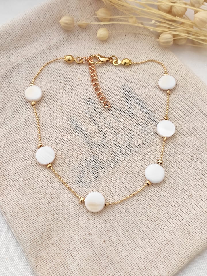 atelier MIU Pozłacana bransoletka z masą perłową