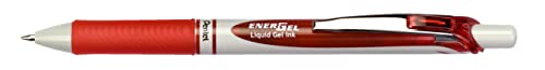 Pentel BL77E-BX EnerGel Eco żelowy długopis atramentowy z mechanizmem naciskowym, wykonany w 79% z materiałów pochodzących z recyklingu, kolor czerwony, 1 sztuka