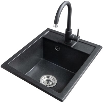 Zlewozmywak ICEBERG Uno ZZB14103BM Czarny + bateria stojąca