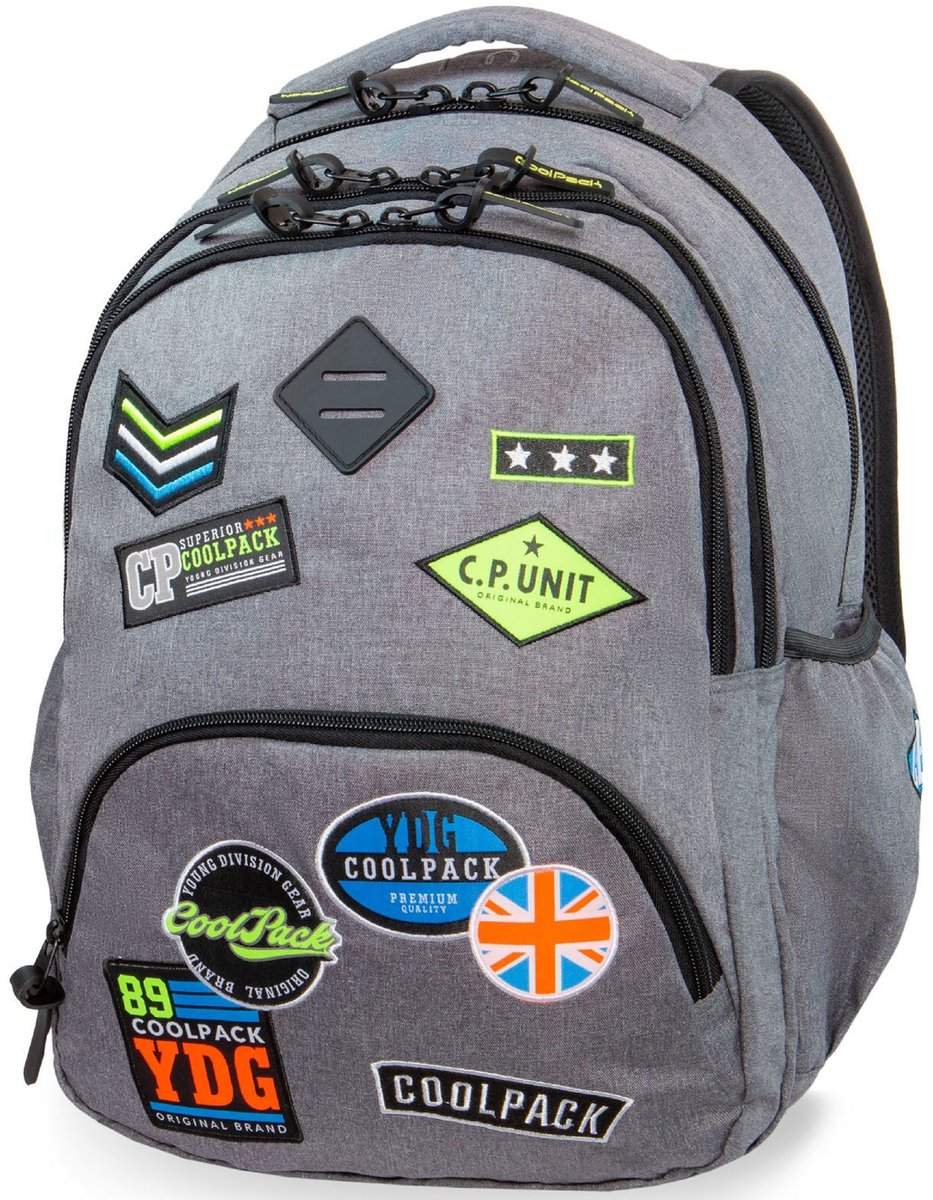 COOLPACK Plecak Młodzieżowy Coolpack Bentley naszywki szary