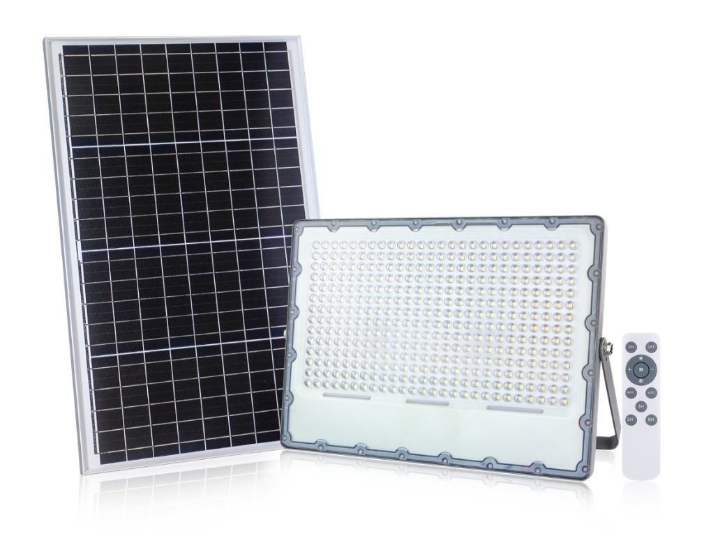 Naświetlacz LED z panelem solarnym 200W b.zimna 5000K 1800lm DORADO sterowany pilotem panel jako osobny element na przewodzie IP65 GERMINA