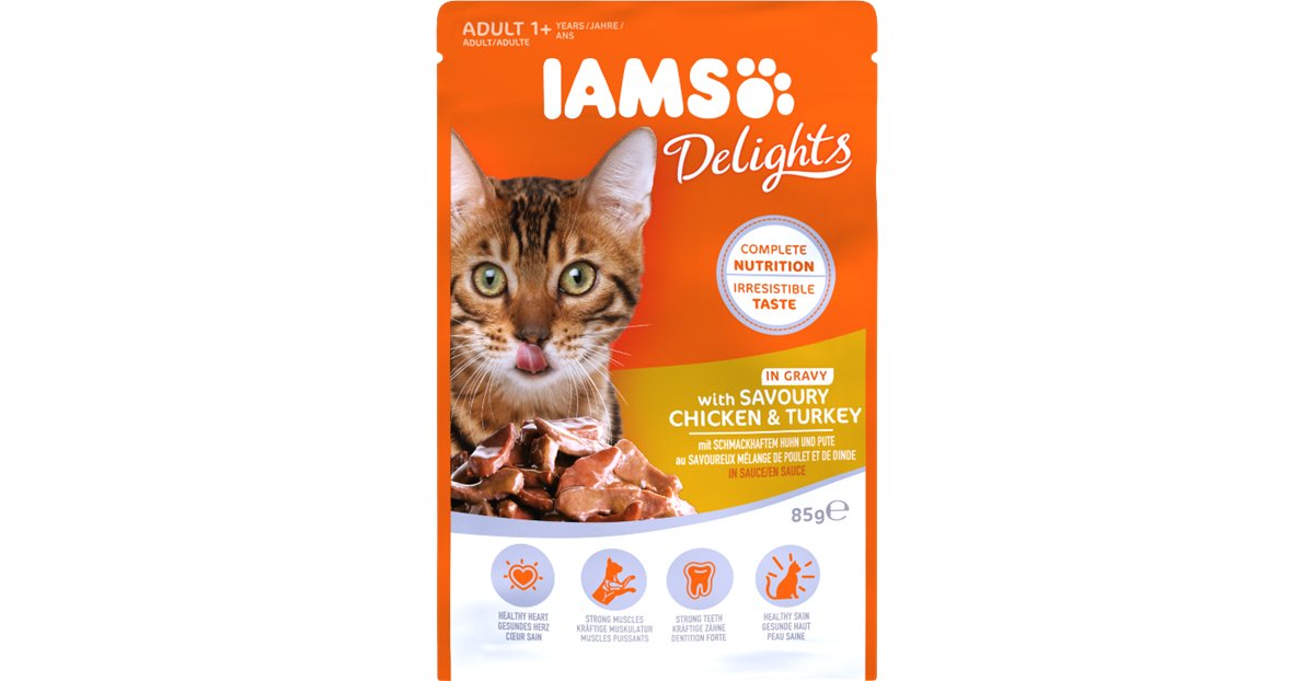 Iams Cat Adult All Breeds Chicken & Turkey In Gravy 85 g DARMOWA DOSTAWA OD 95 ZŁ!