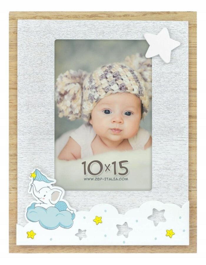 Ramka dziecięca zdjęcie 10x15 niebieska Słonik