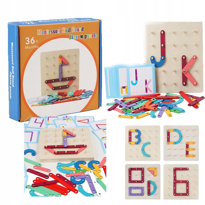 Drewniana Układanka Montessori tablica puzzle