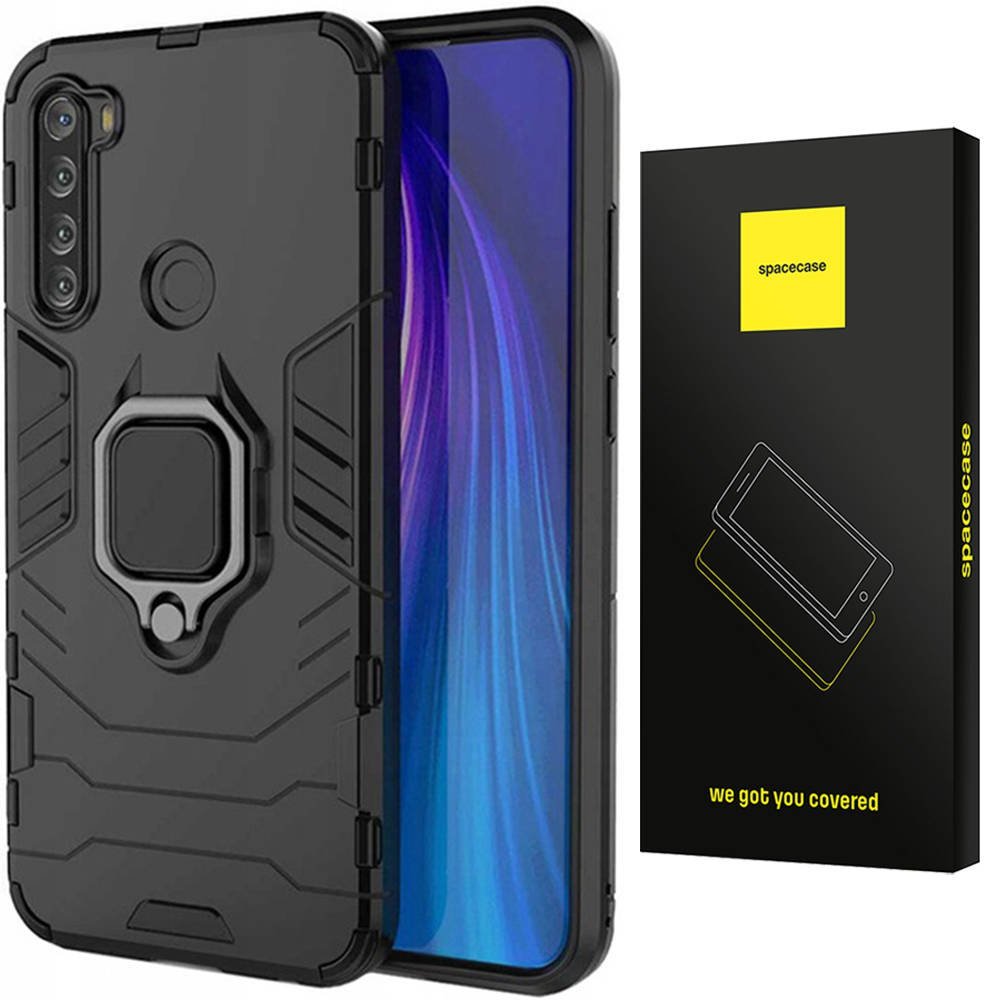 Etui Pancerne Spacecase X-Ring Uchwyt Magnetyczny Uchwyt Ring Case Obudowa Plecki Redmi Note 8T Czarny