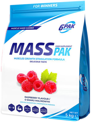 Gainer 6PAK Nutrition Mass Pak 5000 g Malinowy (5902811813594)