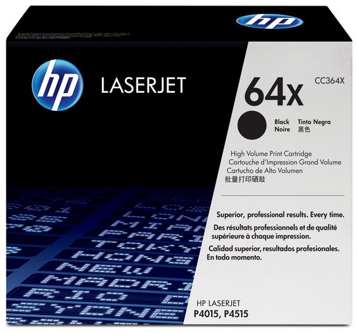 Wyprzedaż Oryginał Toner HP CC364X (64X) czarny, 24000 stron, LaserJet P4015 / P4515, pudełko zastępcze, oryginalny airbag/folia