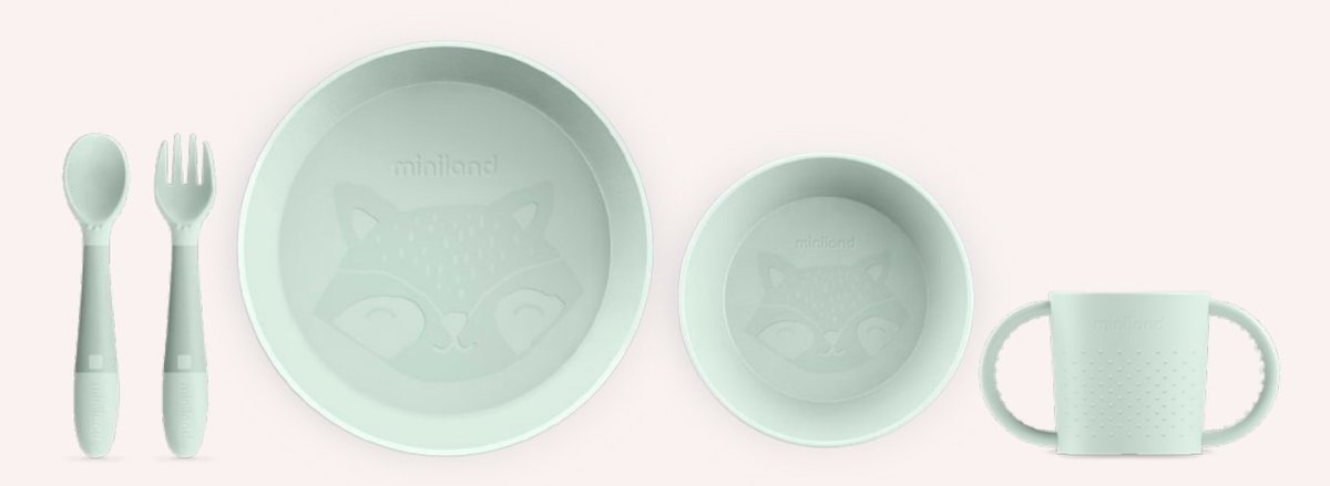 Miniland, Zestaw stołowy 5-częściowy okrągły Dolce - Miętowy
