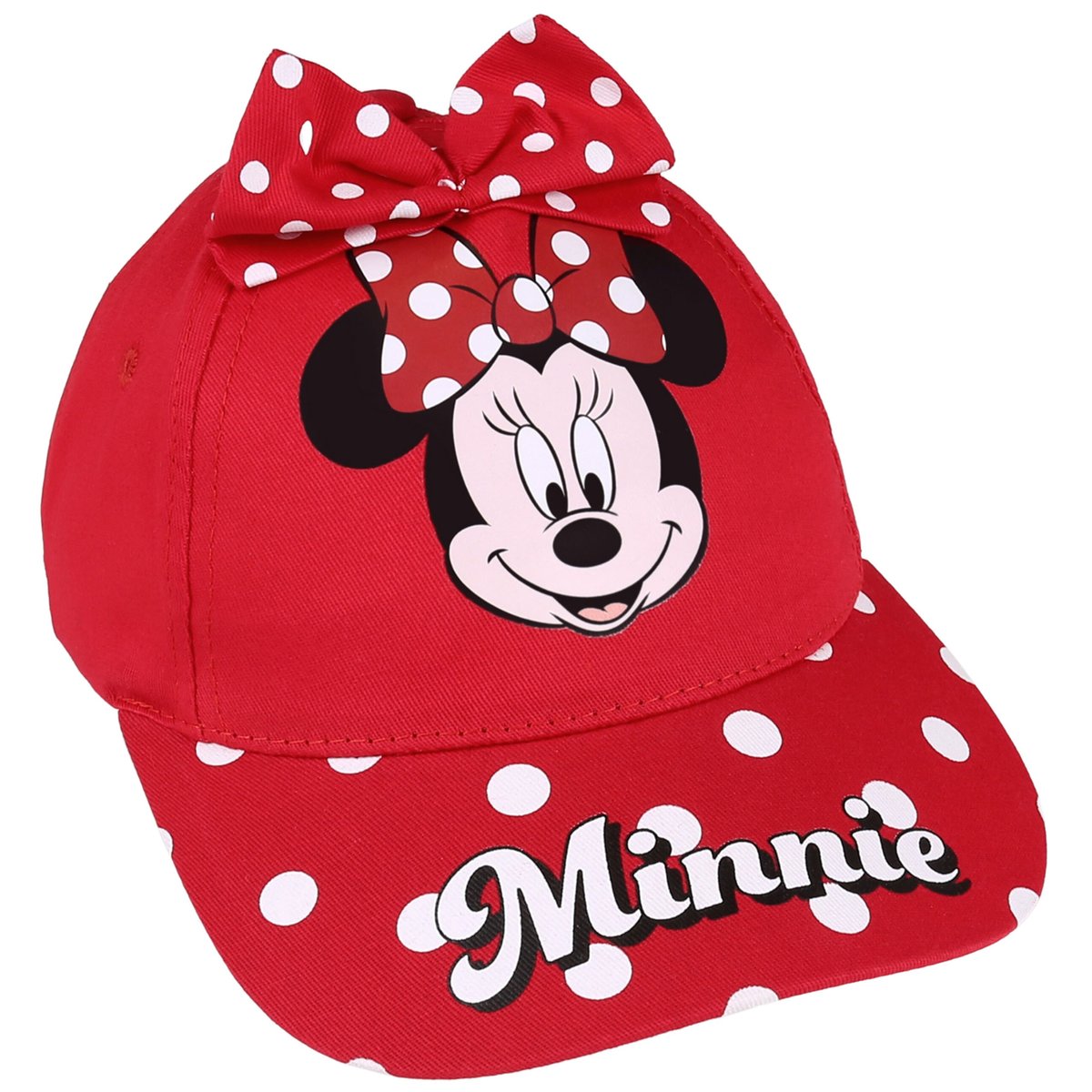 Myszka Minnie Dziewczęca czapka z daszkiem, czerwona czapka z kokardą 54 cm