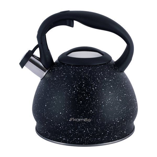 Czajnik stalowy z gwizdkiem 2.7 L z czarnym uchwytem KM-1086