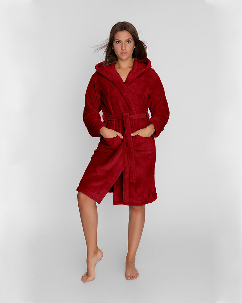 Bordowy Szlafrok Dla Mężczyzn I Kobiet Unisex Wellsoft Rozmiar S/M