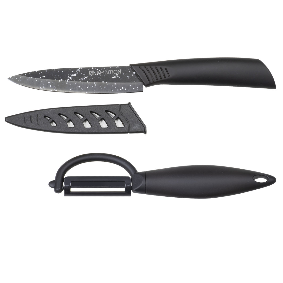 Nóż z obieraczką do warzyw Skiv czarny AMBITION