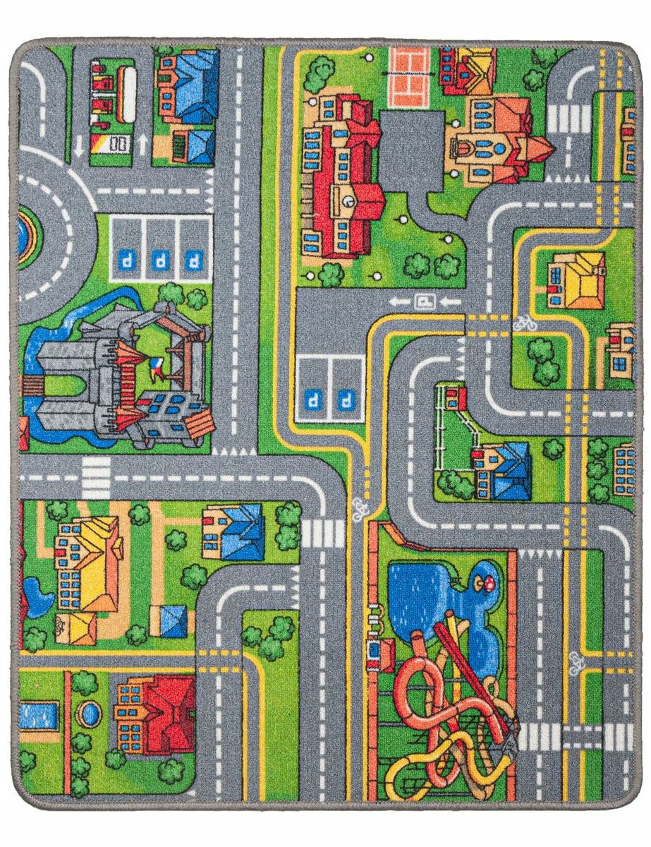 Dywan Dziecięcy Uliczki Miasto Kids 80x100cm Szary