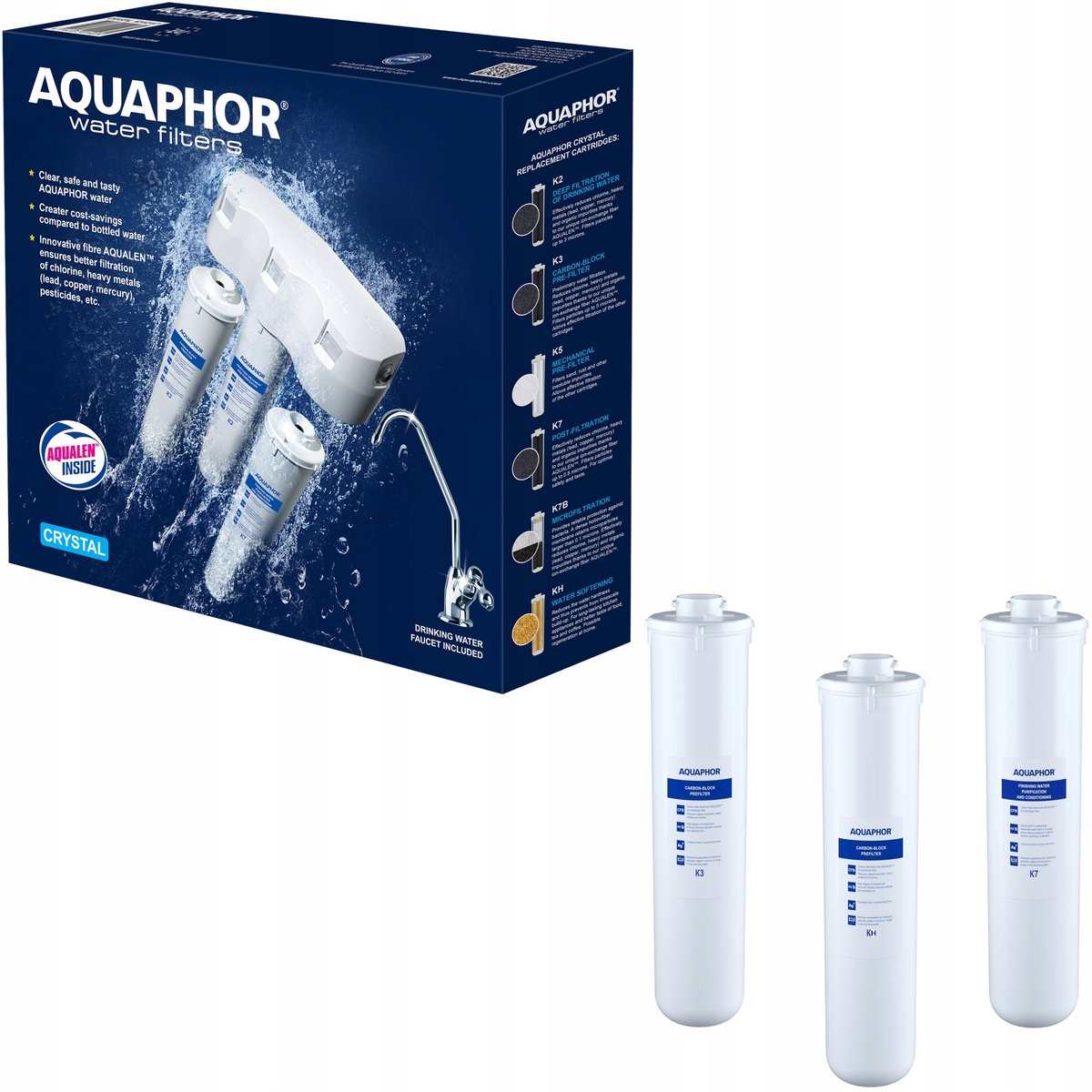 Podzlewozmywakowy filtr do wody Aquaphor Kryształ H + komplet wkładów