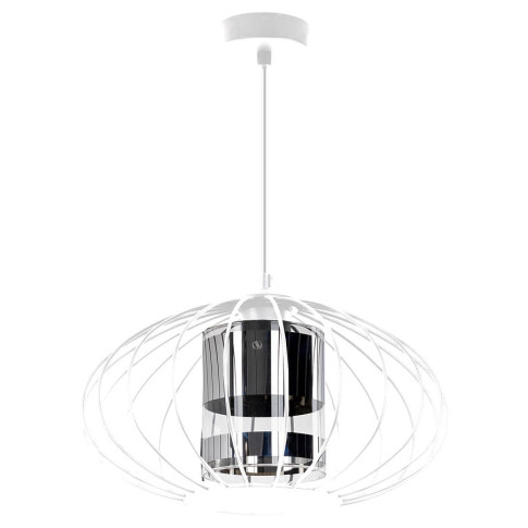 Biała lampa wisząca z druciano-szklanym kloszem - Z120-Mavis