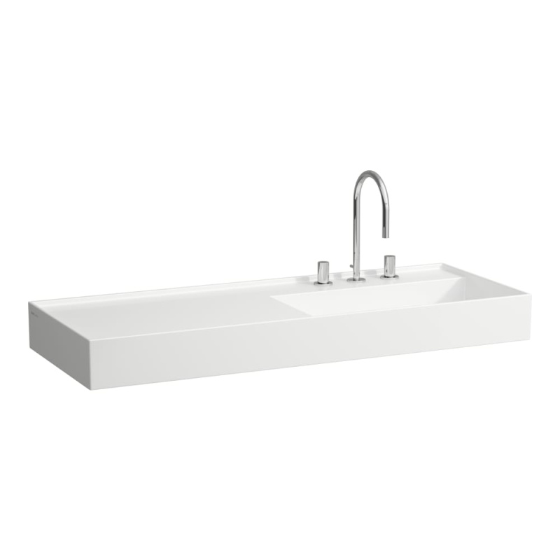 Laufen Kartell Umywalka wisząca lub meblowa 120x46 cm prawa z 3 otworami na baterię biała z powłoką LCC H8133334001581