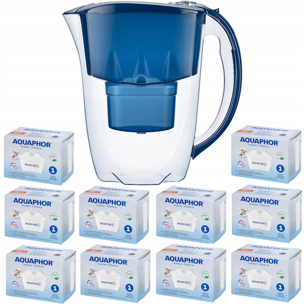 Dzbanek filtrujący Aquaphor Amethyst 2,8 l + 10 wkładów, niebieski