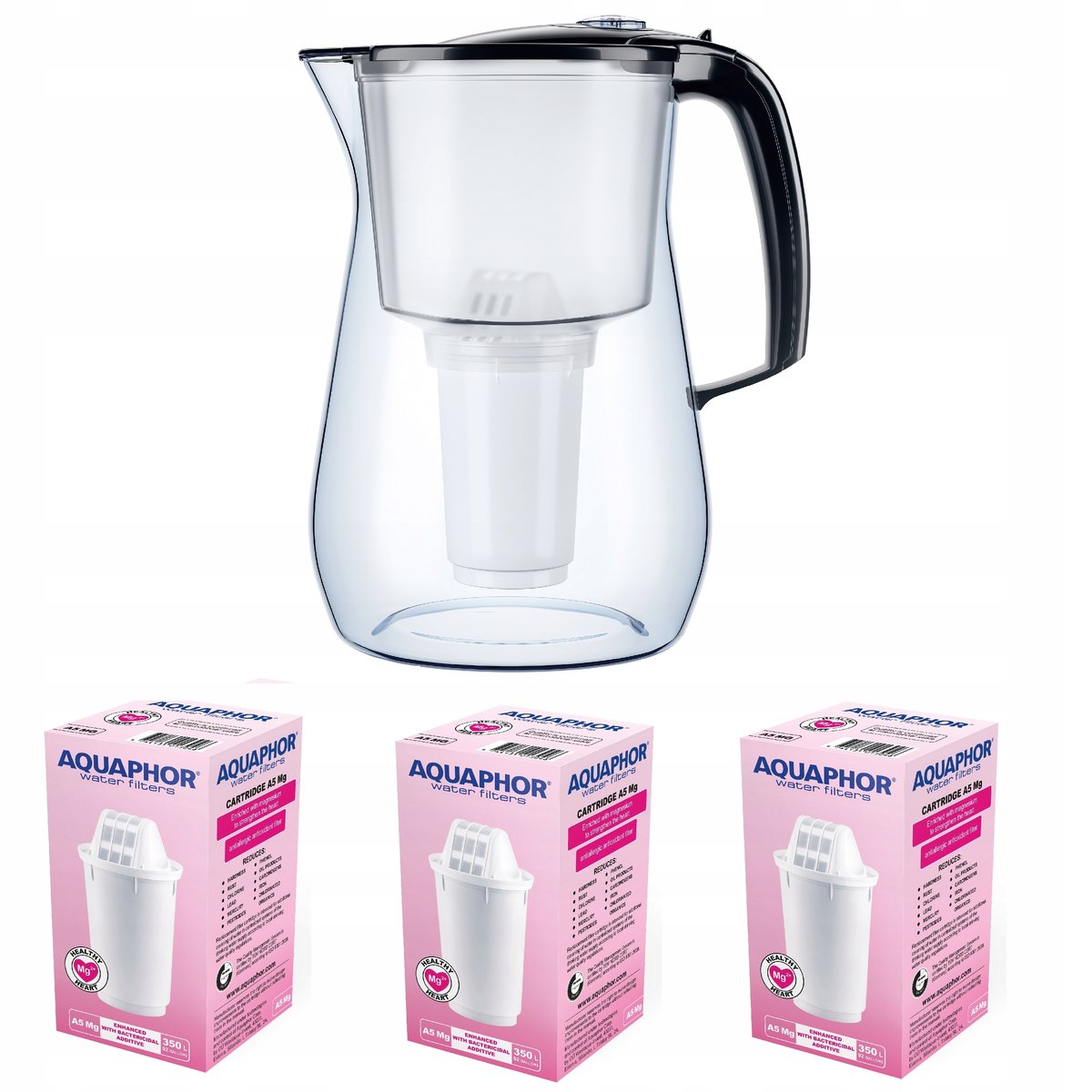 Dzbanek filtrujący Aquaphor Provence 4,2 l + 3 wkłady, czarny