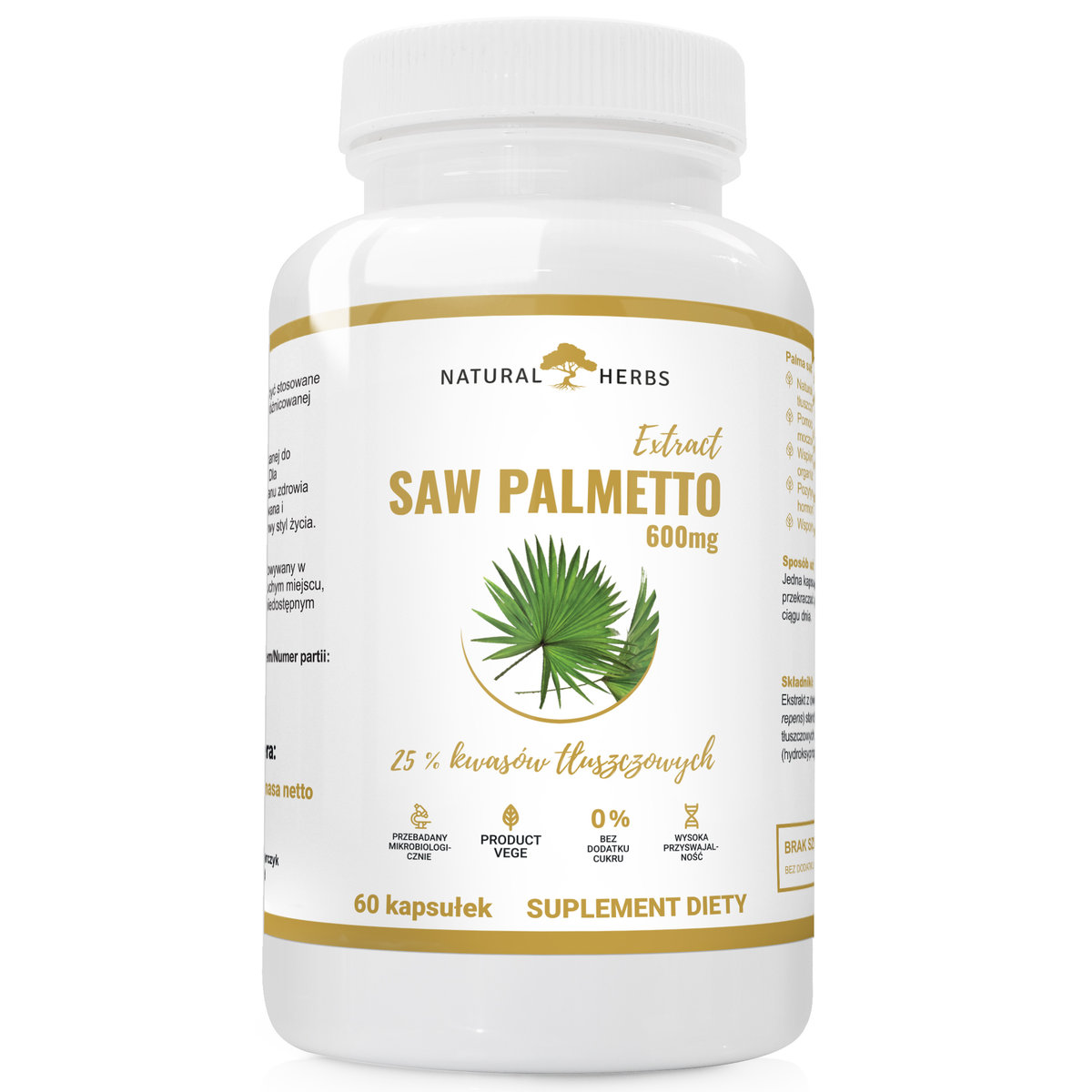 Palma Sabałowa 600mg 25% Kw. Tłuszczowych, 120kaps.