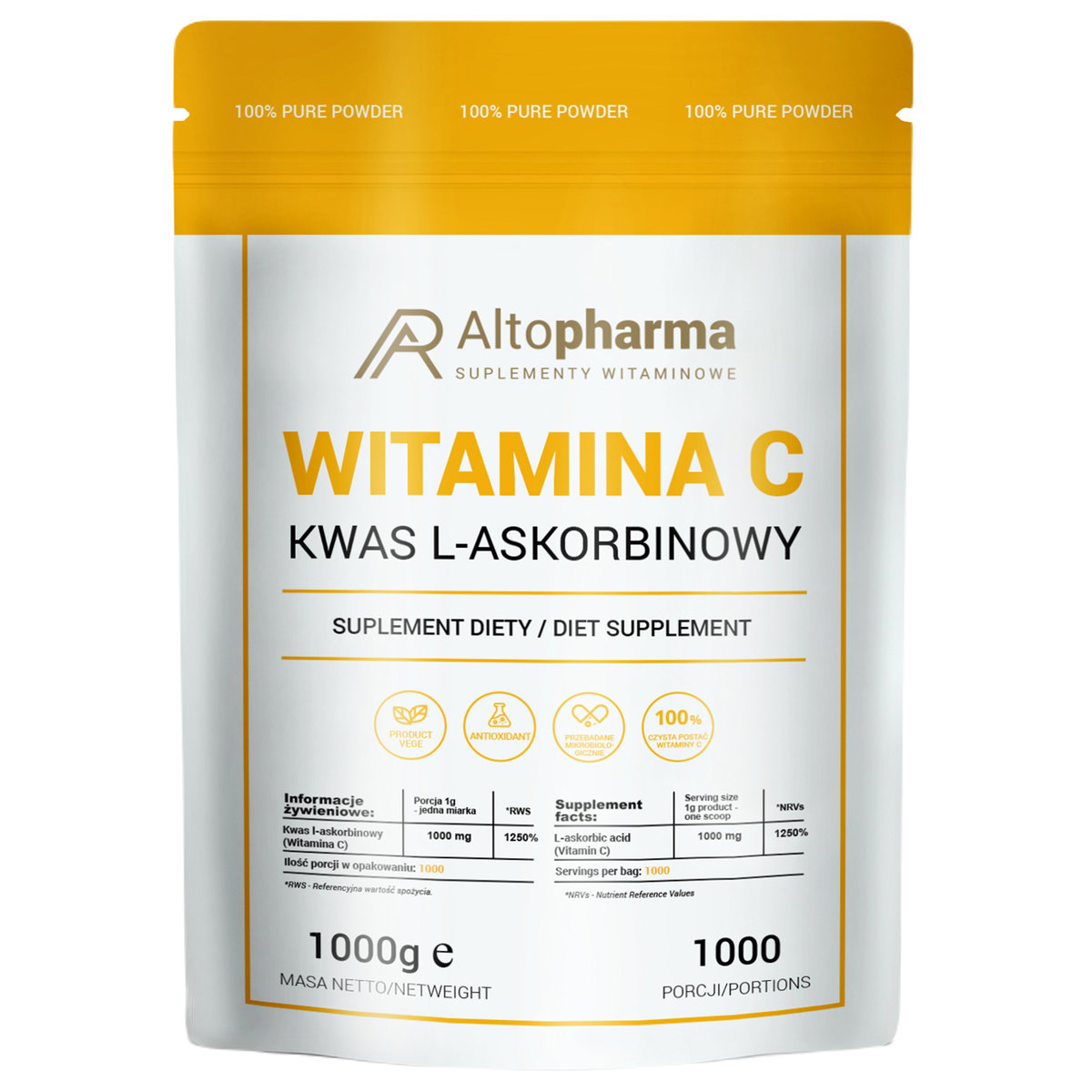 Altopharma Witamina C Kwas L-Askorbinowy proszek 1000 g 1146113