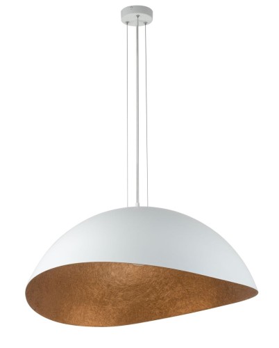Lampa wisząca retro z żywicy SOLARIS 40623 Sigma biała miedziana