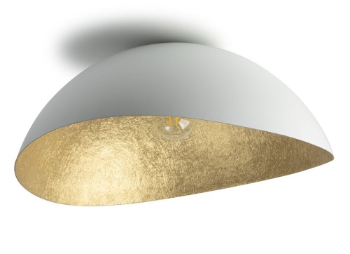 Lampa sufitowa vintage SOLARIS 40614 Sigma żywicowa kopuła biała złota