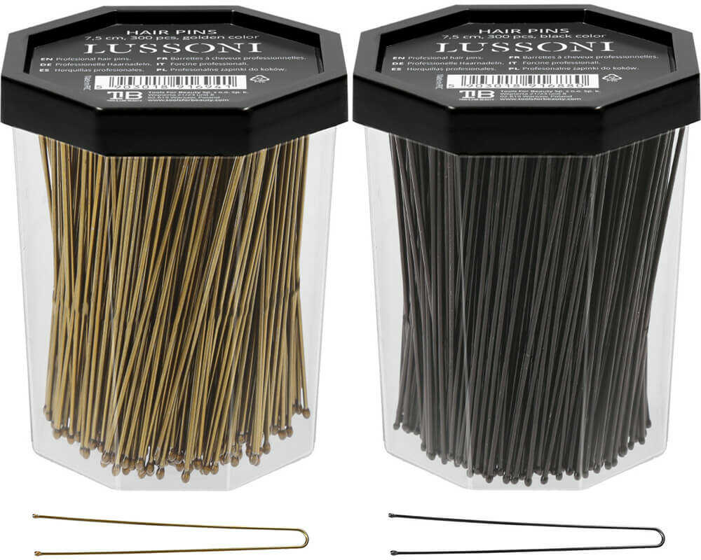 Lussoni Kokówki do włosów złote lub czarne 7,5cm 300szt.