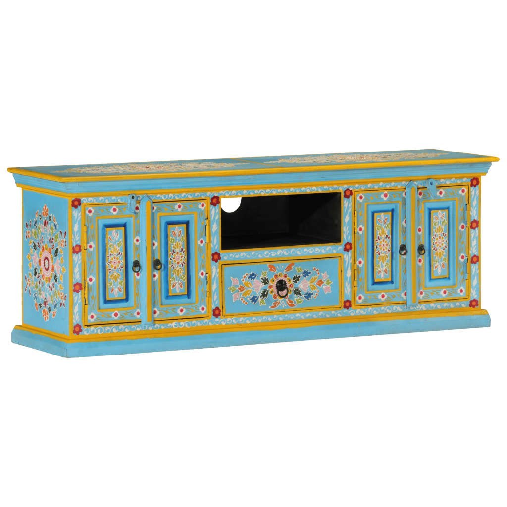Szafka pod TV, niebieska, 110x30x40 cm, lite drewno mango Lumarko!