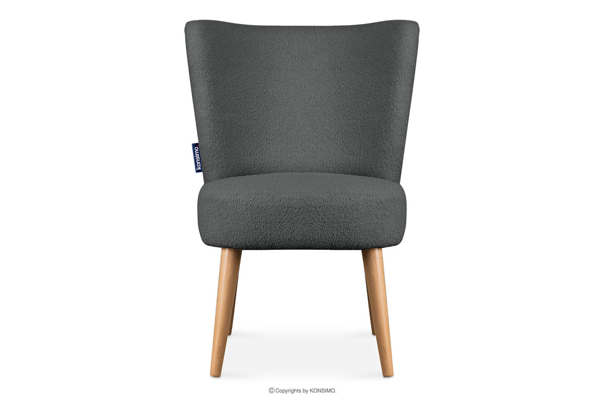 Fotel w tkaninie boucle na wysokich nogach ciemny szary APPA Konsimo