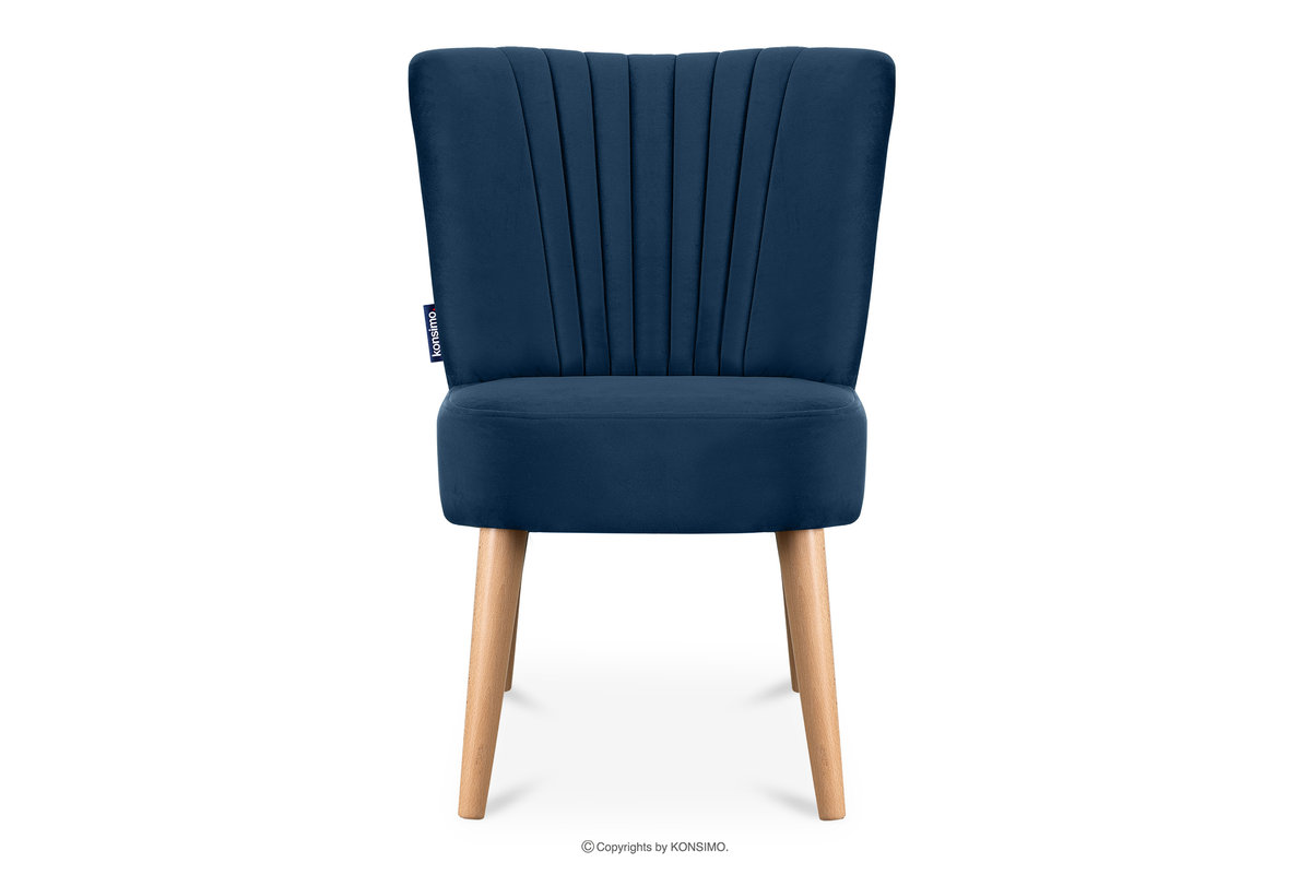 Fotel na wysokich nogach w tkaninie welur granatowy DUCO Konsimo