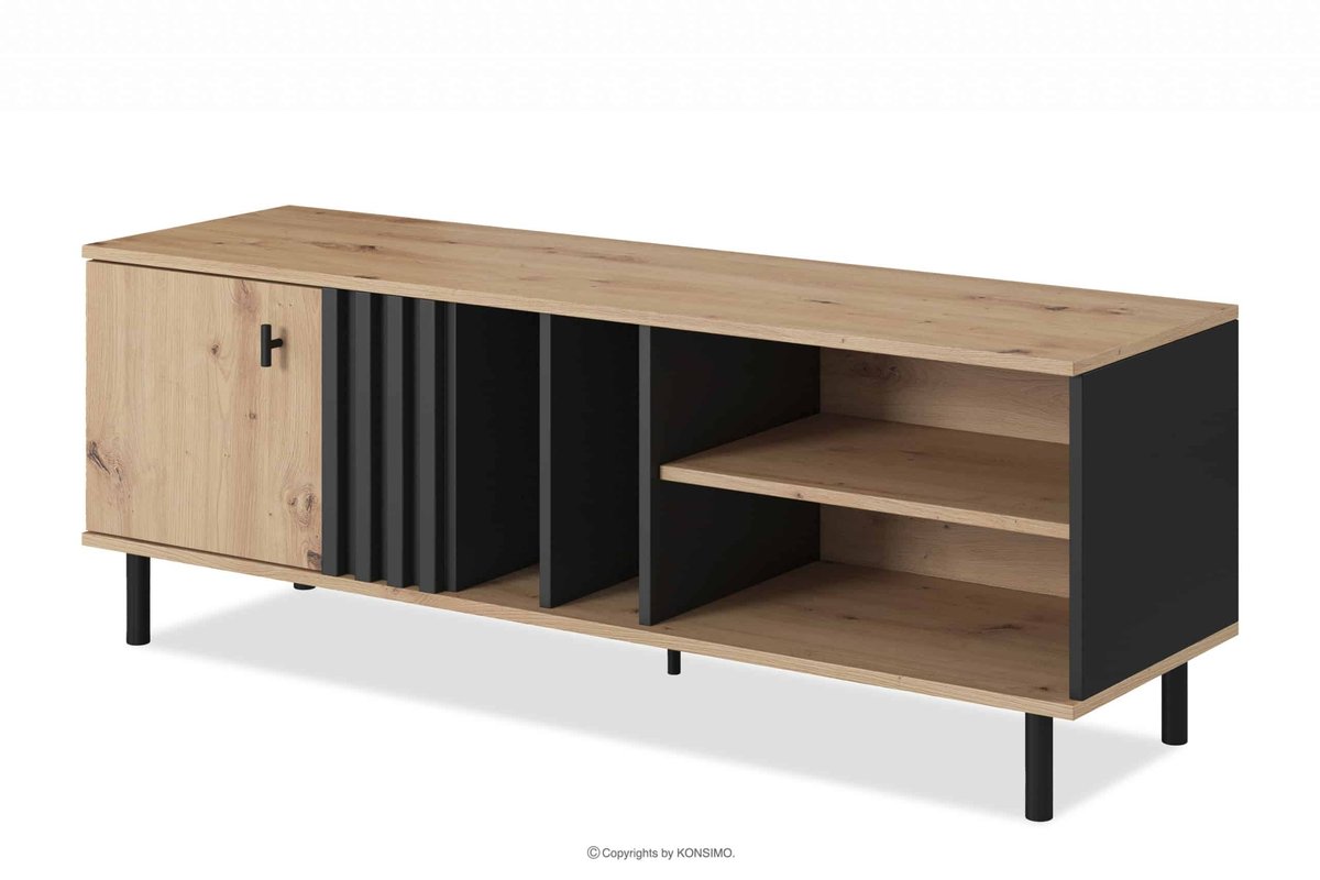 Szeroka szafka RTV dąb artisan do pokoju GERO Konsimo