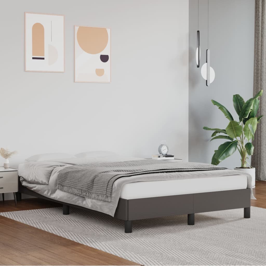 vidaXL Rama łóżka, szara, 120x200 cm, obite sztuczną skórą