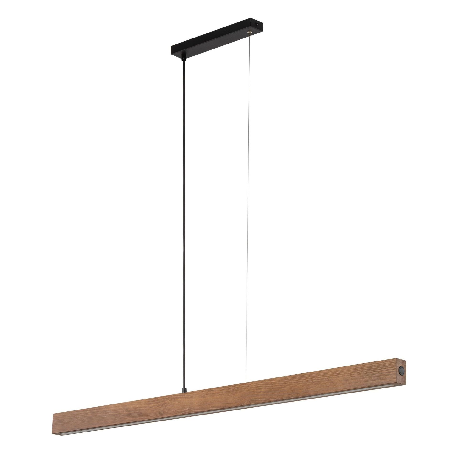 Drewniana, prosta lampa wisząca, drewniana belka LED TK 1449 z serii TEO