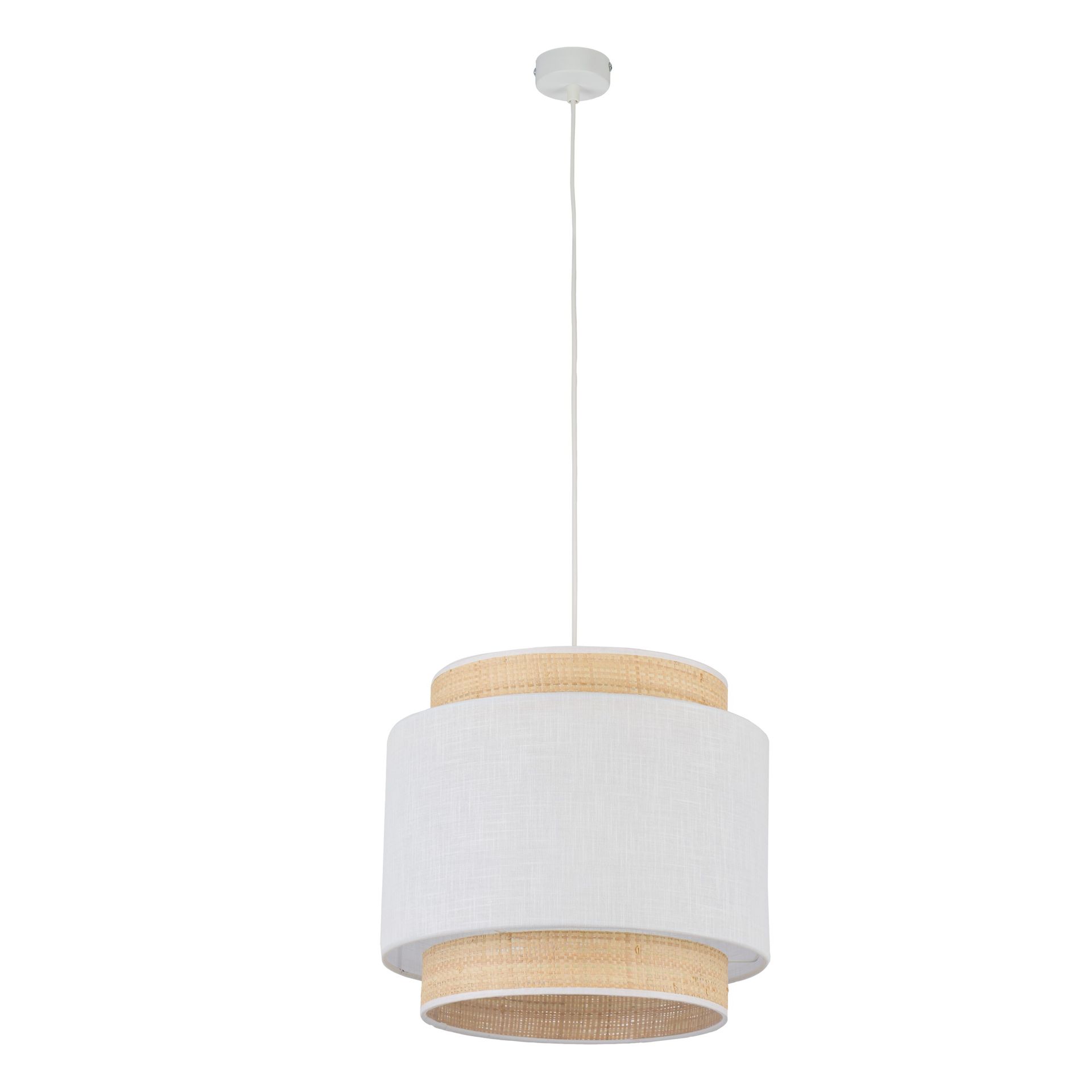 Lampa wisząca ze słomkowym abażurem boho TK 5653 z serii BOHO NEW WHITE