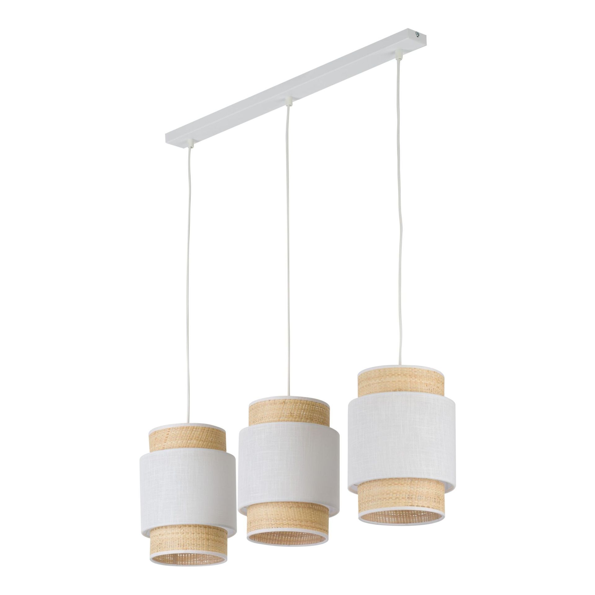Listwa ze słomkowymi abażurami na zwisach TK 5654 z serii BOHO NEW WHITE
