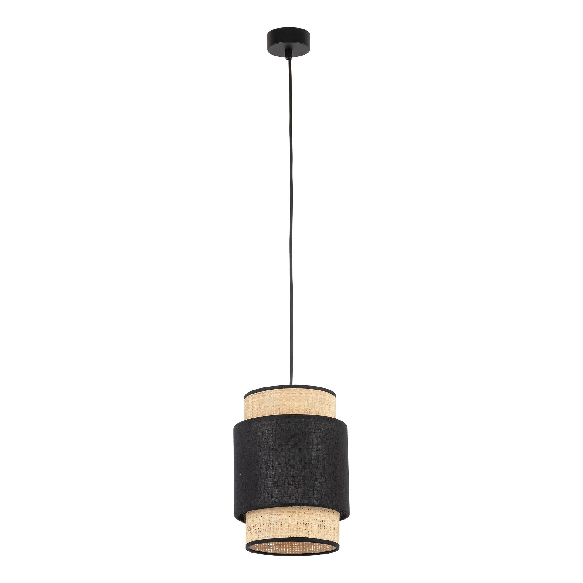 Słomkowo-czarna lampa wisząca do sypialni TK 5656 z serii BOHO NEW BLACK