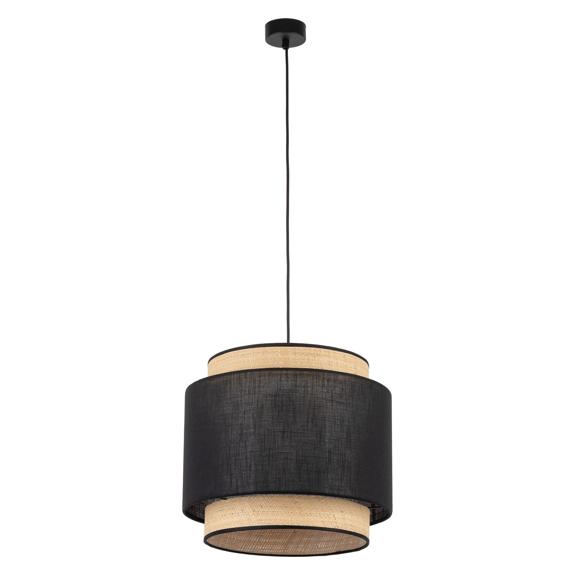 Stylowa lampa wisząca z abażurem z rafii TK 5657 z serii BOHO NEW BLACK