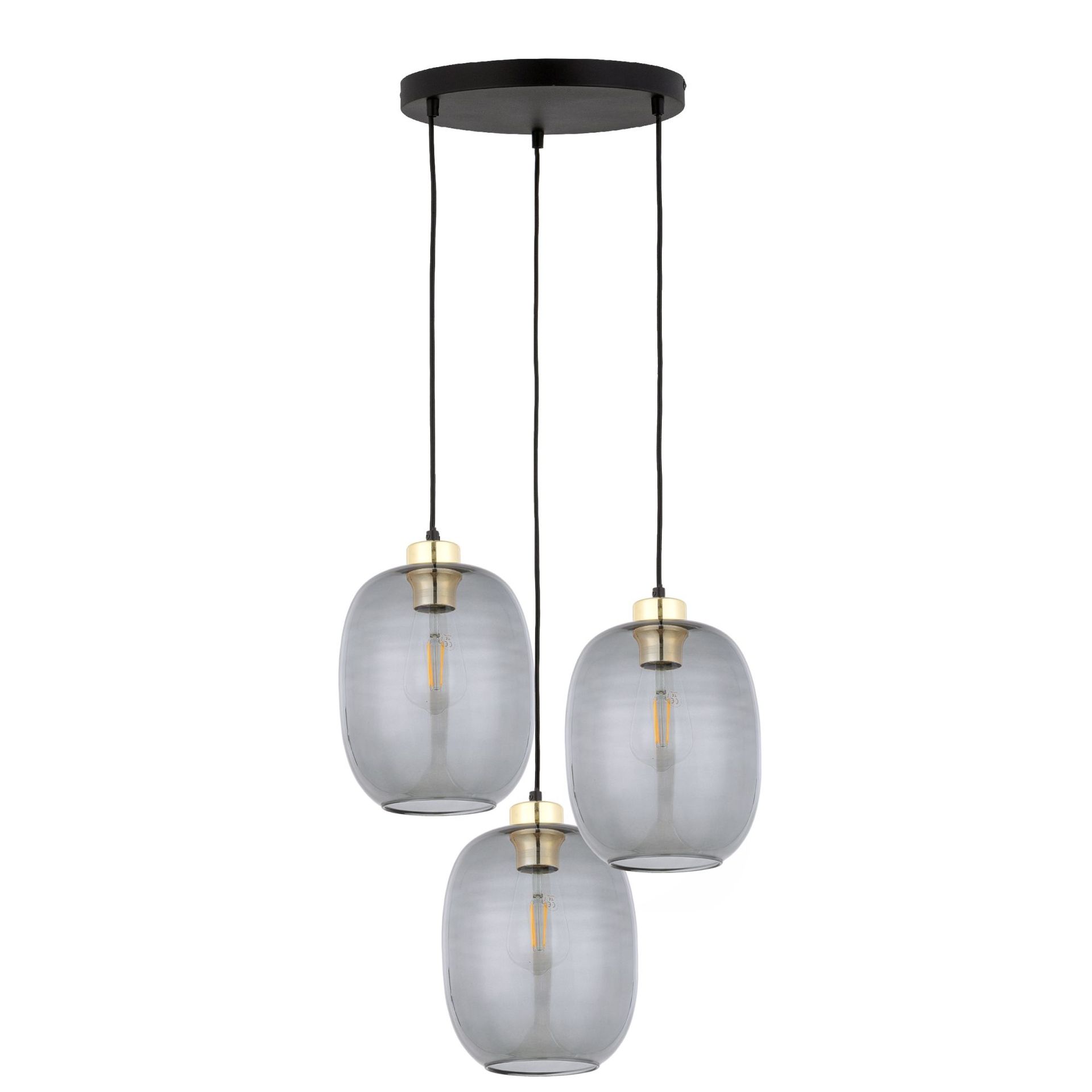 Potrójna lampa wisząca z dużymi kloszami, do salonu TK 4840 z serii DELTA