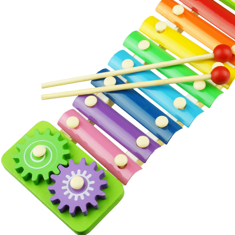 Cymbałki drewniane żaba zabawka dla dzieci zegar