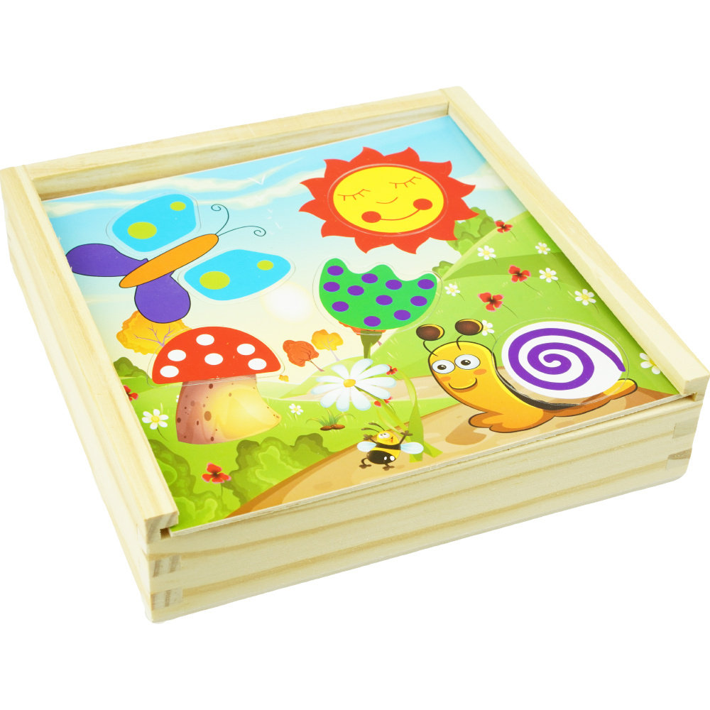 Drewniane klocki Kostka Sorter  wielofunkcyjny układanka puzzle