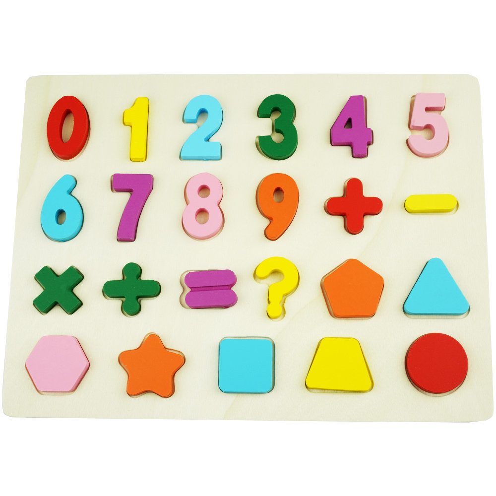 Puzzle drewniane układanka cyfry znaki nauka liczenia