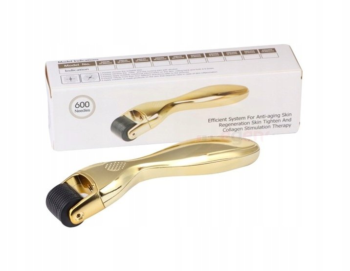 Derma Roller, Urządzenie kosmetyczne do mezoterapii,  540 igieł Gold, 0,2mm