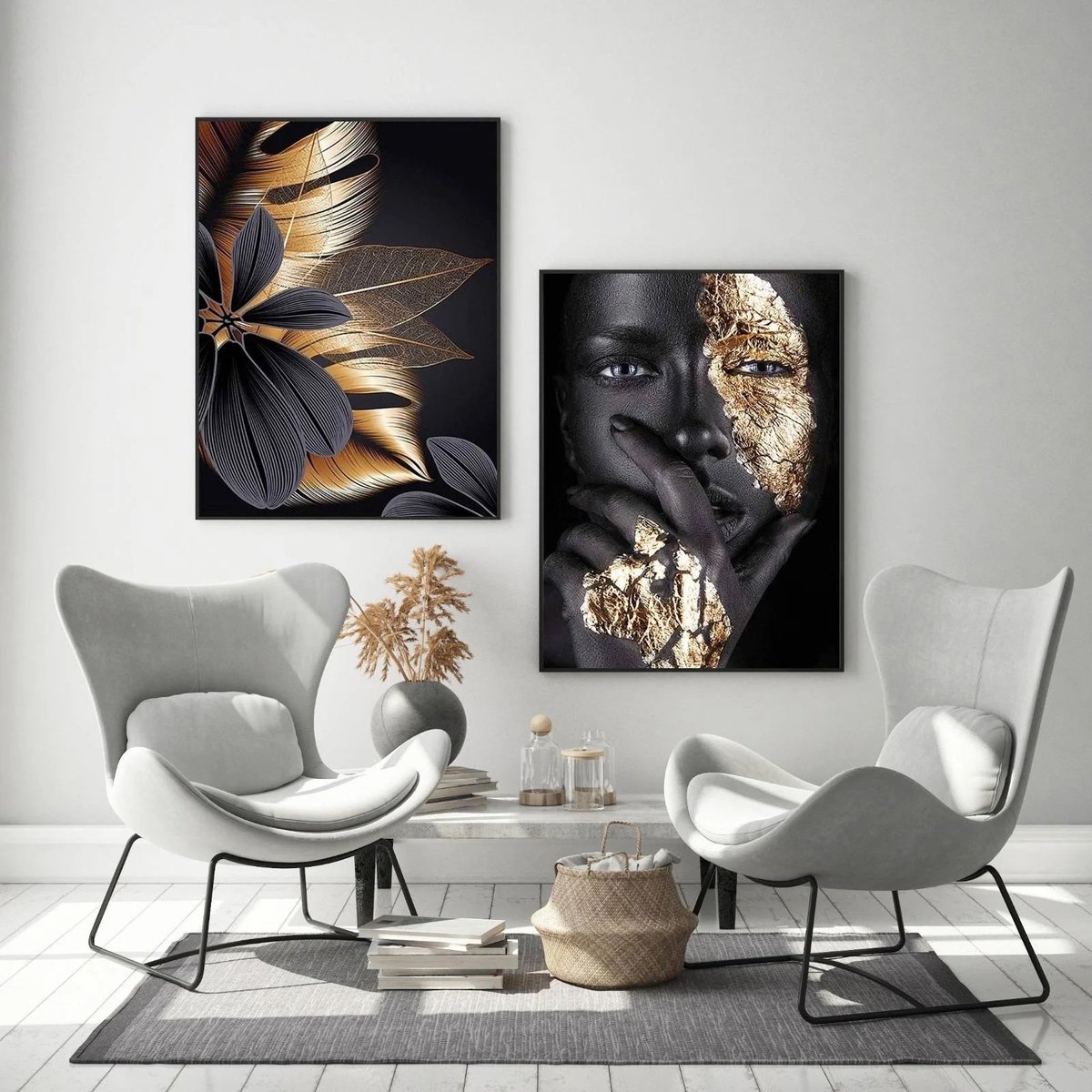 Black& Golden Canvas Art plakat dekoracyjny obraz na płótnie 60x90 PŁÓTNO 60X90