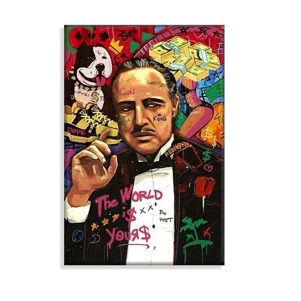 Obraz Canvas Vito Corleone The Godfather The world is yours 60x90 PŁÓTNO+RAMA PREMIUM W KOLORZE CZARNYM 60X90