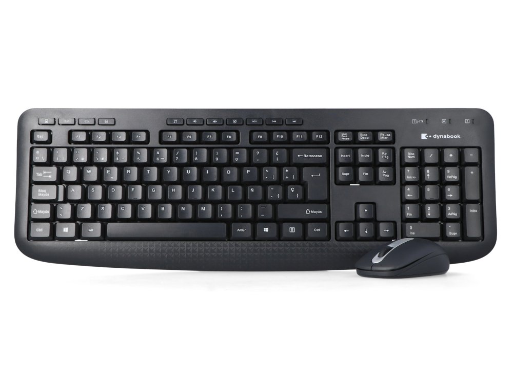 Nowy Zestaw Bezprzewodowy Dynabook Keyboard & Silent Mouse KL50M - ES PA5350E-1SPH Klawiatura + Mysz + Naklejki
