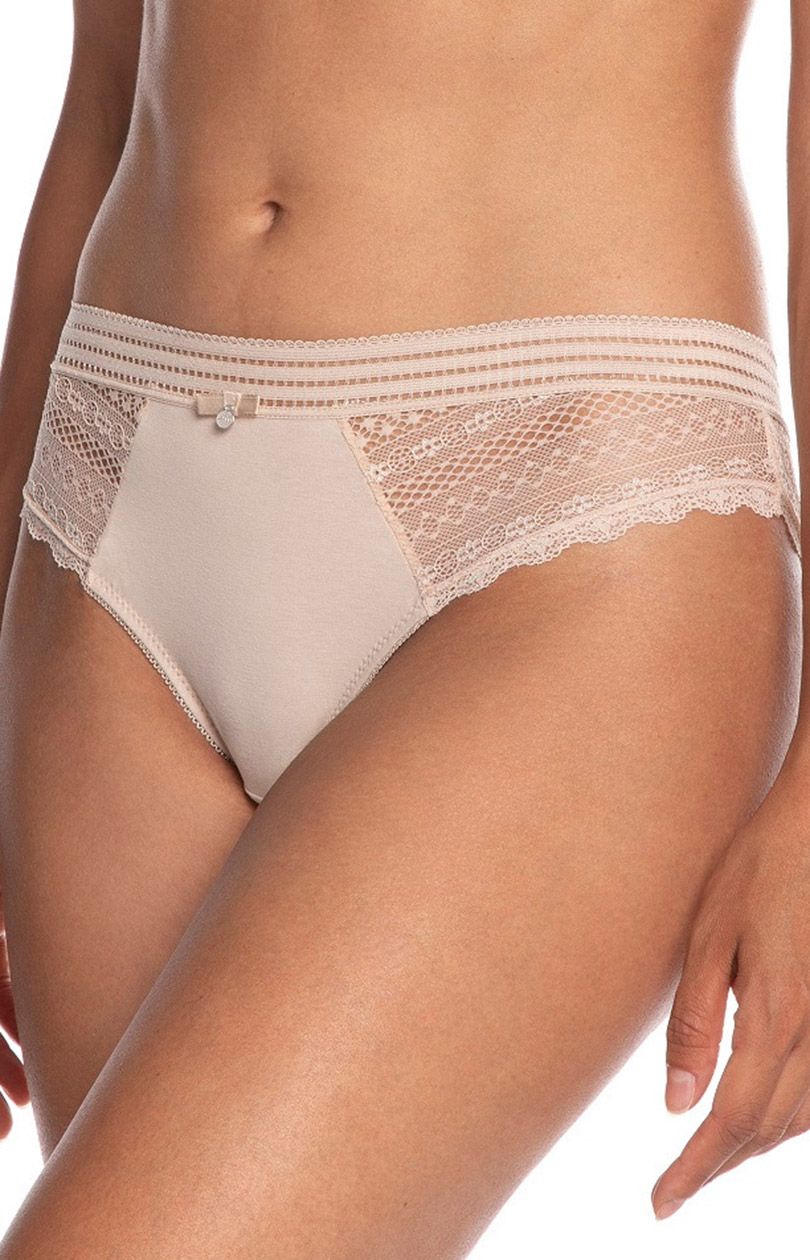 Bawełniane figi damskie koronkowe 2-pack L-4004MB-06, Kolor beżowy, Rozmiar L, LAMA - Primodo.com