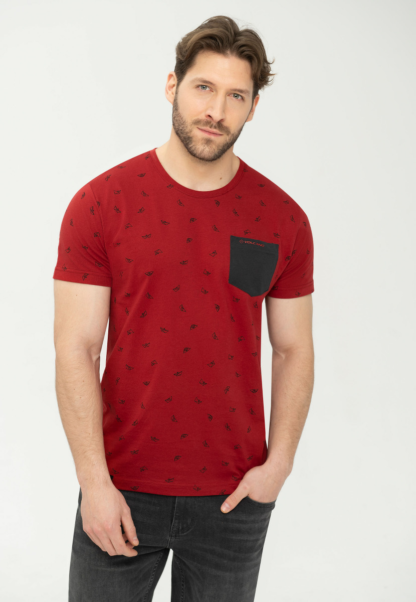 Koszulka męska wzorzysta z kieszonką T-SAILING - Volcano