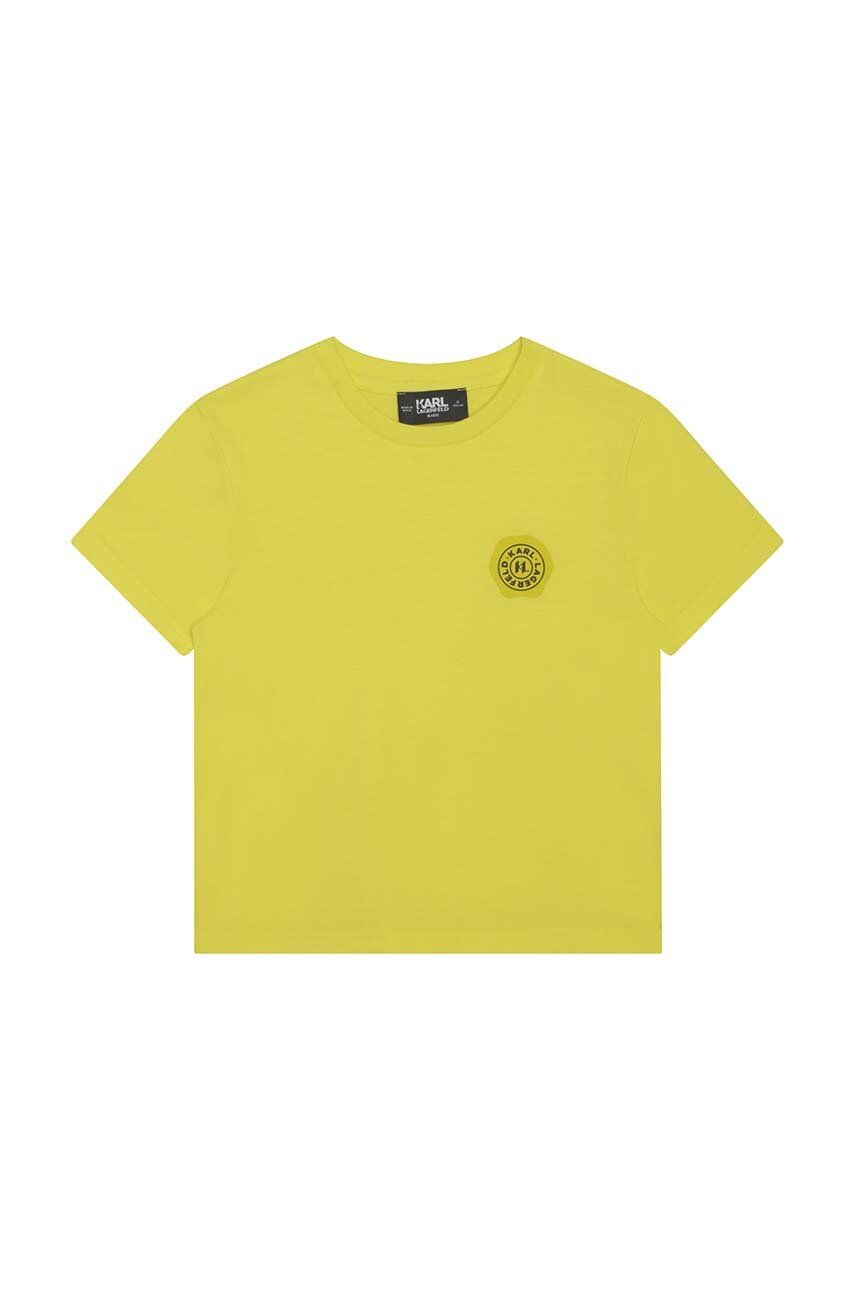 Karl Lagerfeld t-shirt bawełniany dziecięcy kolor żółty z nadrukiem